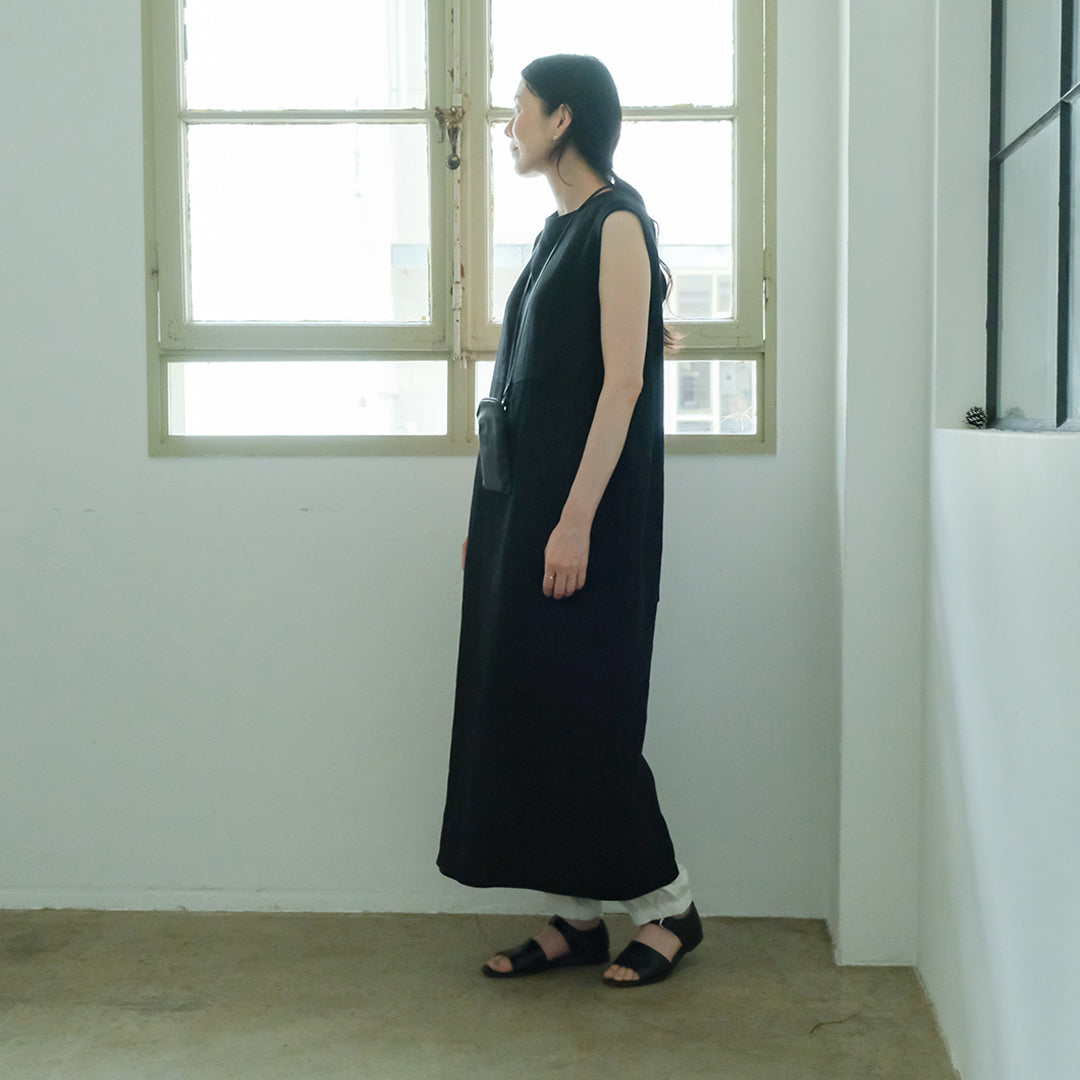 SALUÉ／【一部受注商品】シンプルドレス／ヘリンボーンリネンformal
