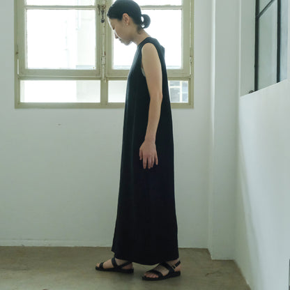 SALUÉ／【一部受注商品】シンプルドレス／ヘリンボーンリネンformal