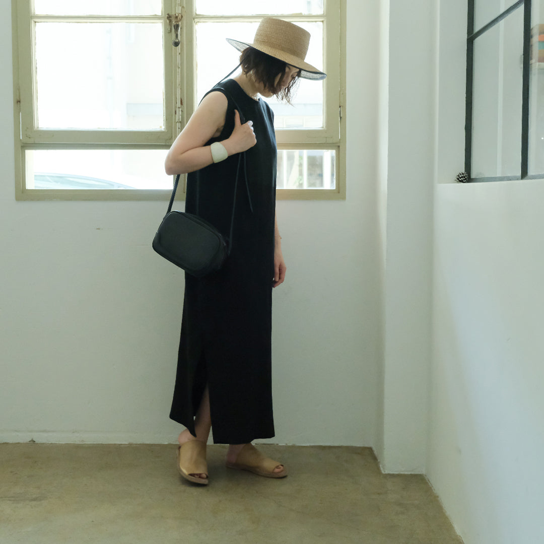 SALUÉ／【一部受注商品】シンプルドレス／ヘリンボーンリネンformal