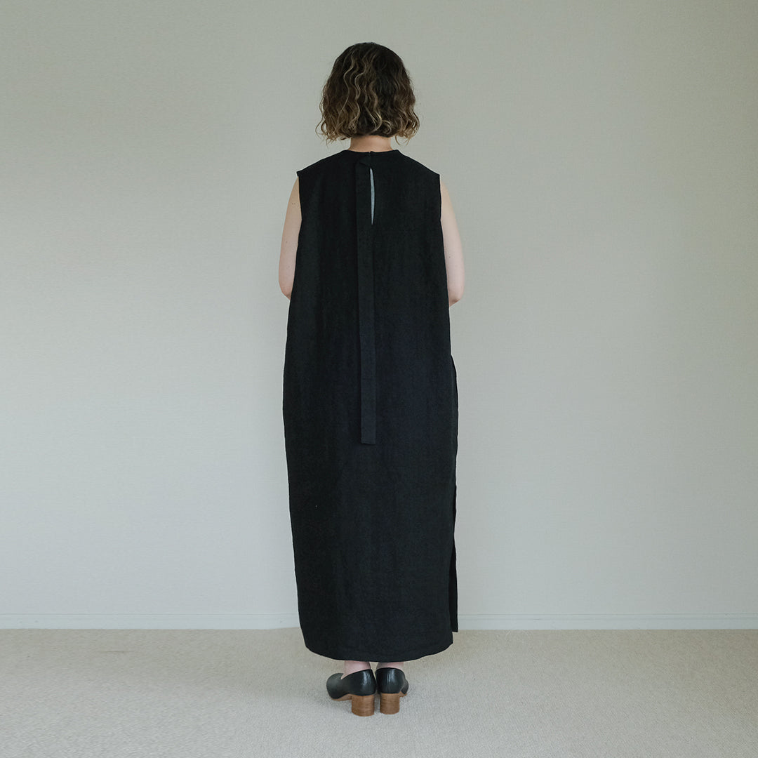 SALUÉ／【一部受注商品】シンプルドレス／ヘリンボーンリネンformal