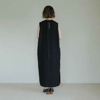SALUÉ／【一部受注商品】シンプルドレス／ヘリンボーンリネンformal