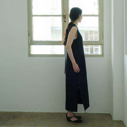 SALUÉ／【一部受注商品】シンプルドレス／ヘリンボーンリネンformal
