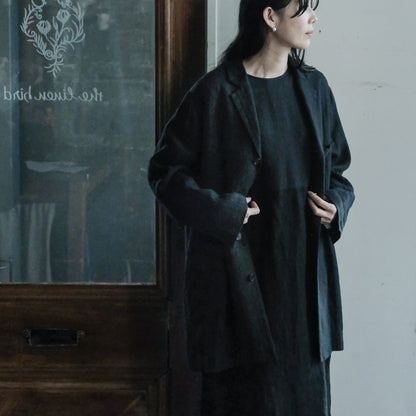 SALUÉ／【一部受注商品】シンプルドレス／ヘリンボーンリネンformal