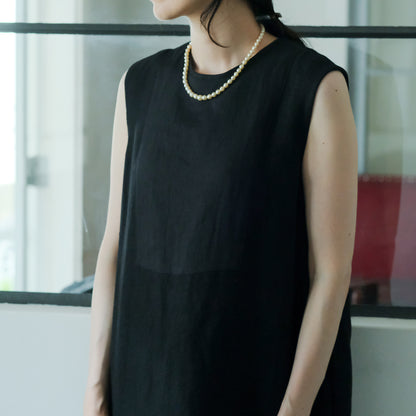 SALUÉ／【一部受注商品】シンプルドレス／ヘリンボーンリネンformal