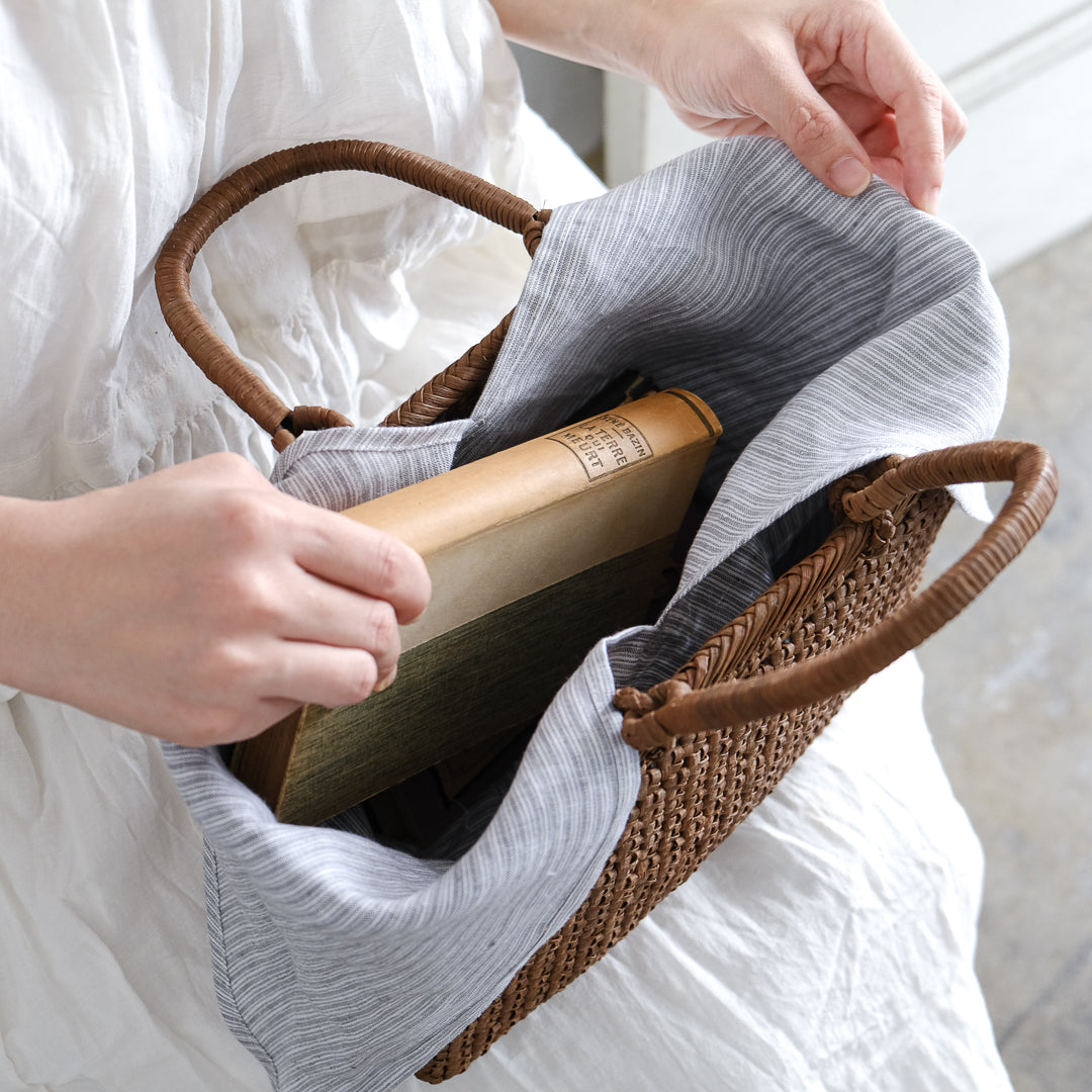 宮本工芸／【受注商品】山ぶどうかご　石タタミ編み　10寸