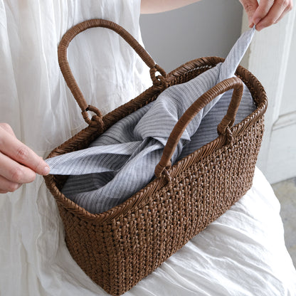宮本工芸／【受注商品】山ぶどうかご　石タタミ編み　10寸