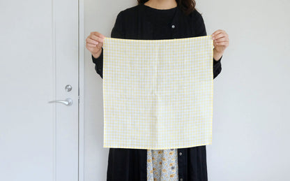 TLB HOME／TLB HOME リネンハンカチ イエローチェック 47x47cm