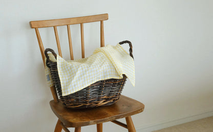 TLB HOME／TLB HOME リネンハンカチ イエローチェック 47x47cm