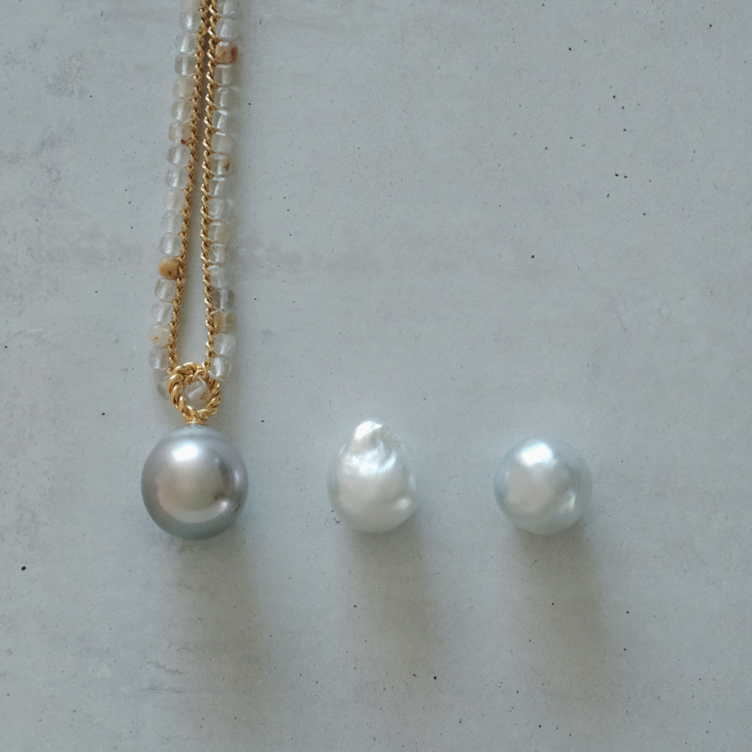 shuo'／Black Pearl Rutile Quartz Necklace
