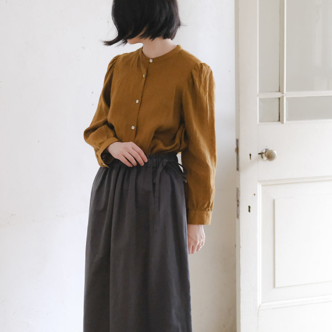 SALUÉ／ワンサイドスリットロングスカート／コットンリネン