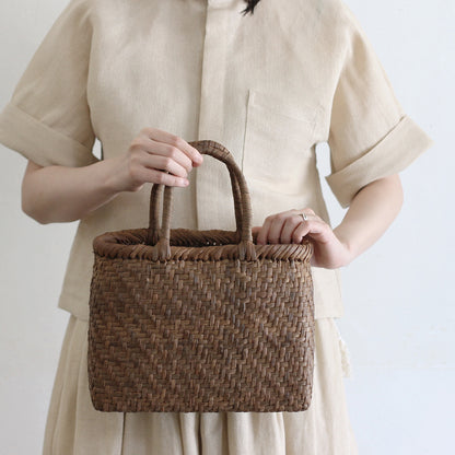 宮本工芸／【受注商品】山ぶどうかご　あじろ編みからみ手　小