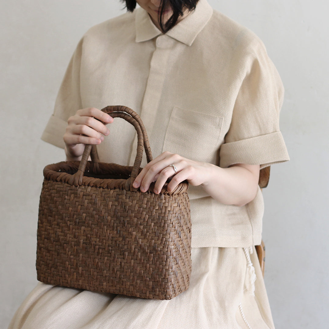 宮本工芸／【受注商品】山ぶどうかご　あじろ編みからみ手　小