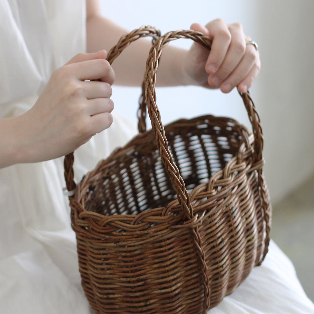 宮本工芸／あけびかご　胴張グニ手　特々小