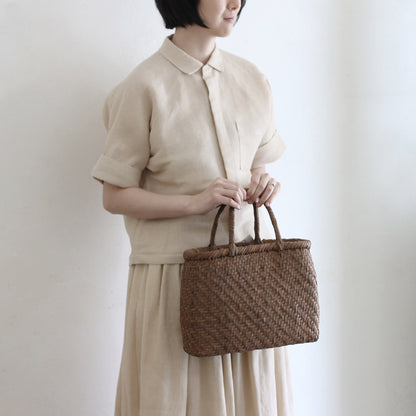 宮本工芸／【受注商品】山ぶどうかご　あじろ編みからみ手　中