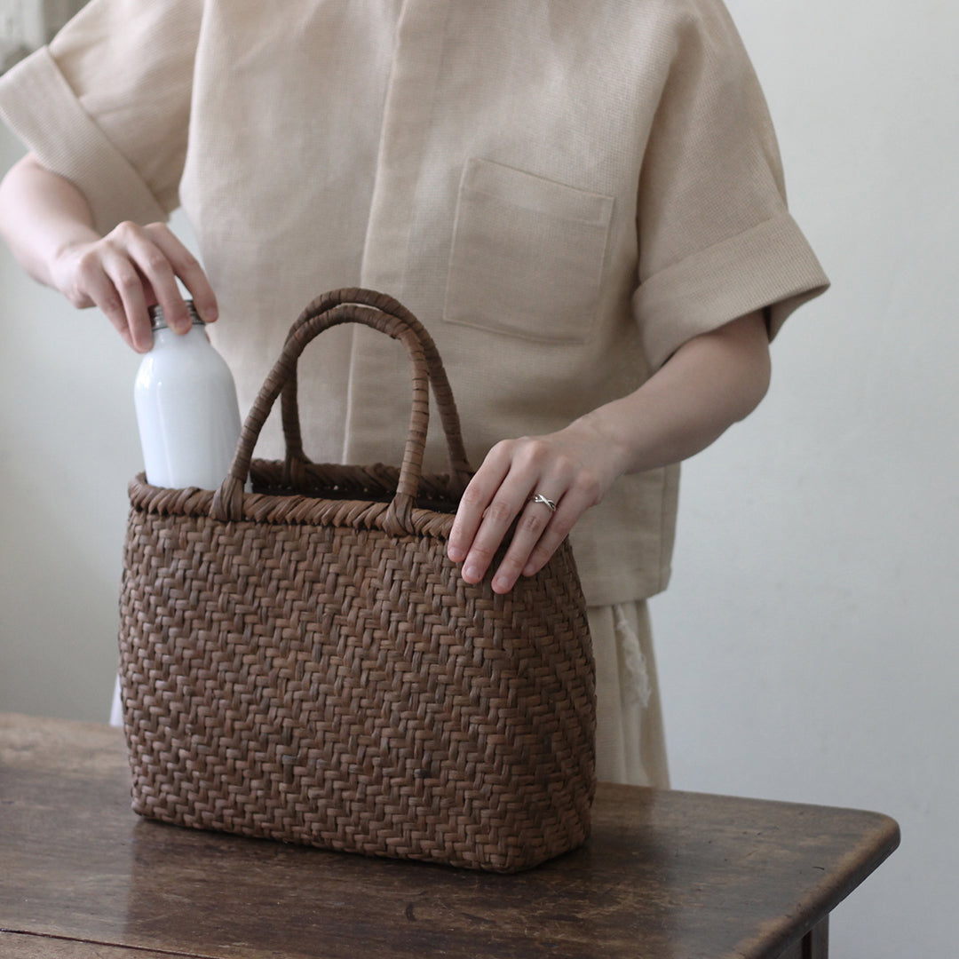 宮本工芸／【受注商品】山ぶどうかご　あじろ編みからみ手　中
