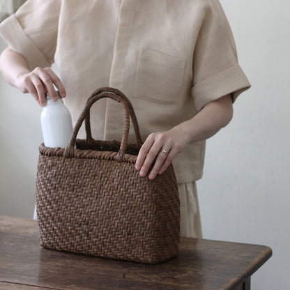 宮本工芸／【受注商品】山ぶどうかご　あじろ編みからみ手　中
