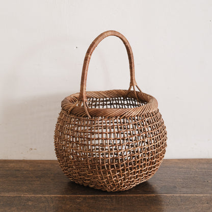 宮本工芸／あけびかご 細目こだし編 丸型一本手