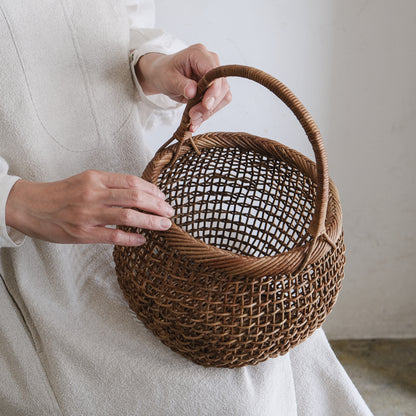 宮本工芸／あけびかご 細目こだし編 丸型一本手