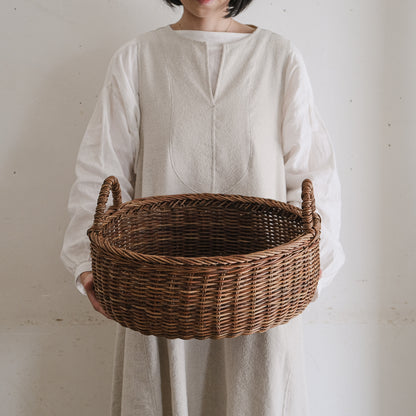 宮本工芸／あけびかご　両手つきの丸かご