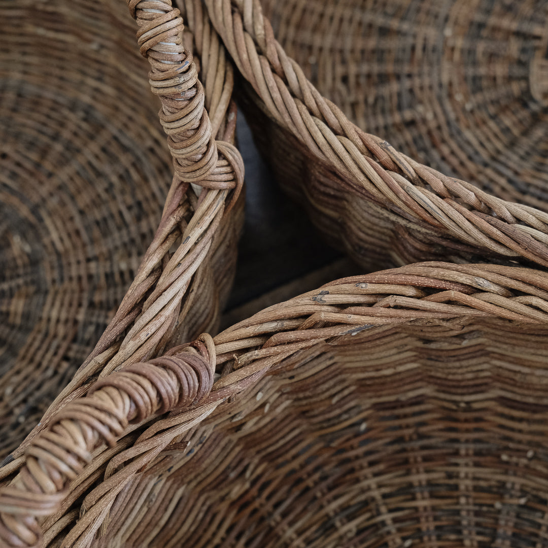 宮本工芸／あけびかご　両手つきの丸かご