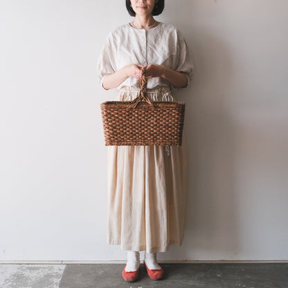 宮本工芸／あけびかご　特大バスケット小松編　なわ手（ふた無し）