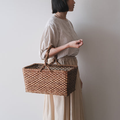 宮本工芸／あけびかご　特大バスケット小松編　なわ手（ふた無し）