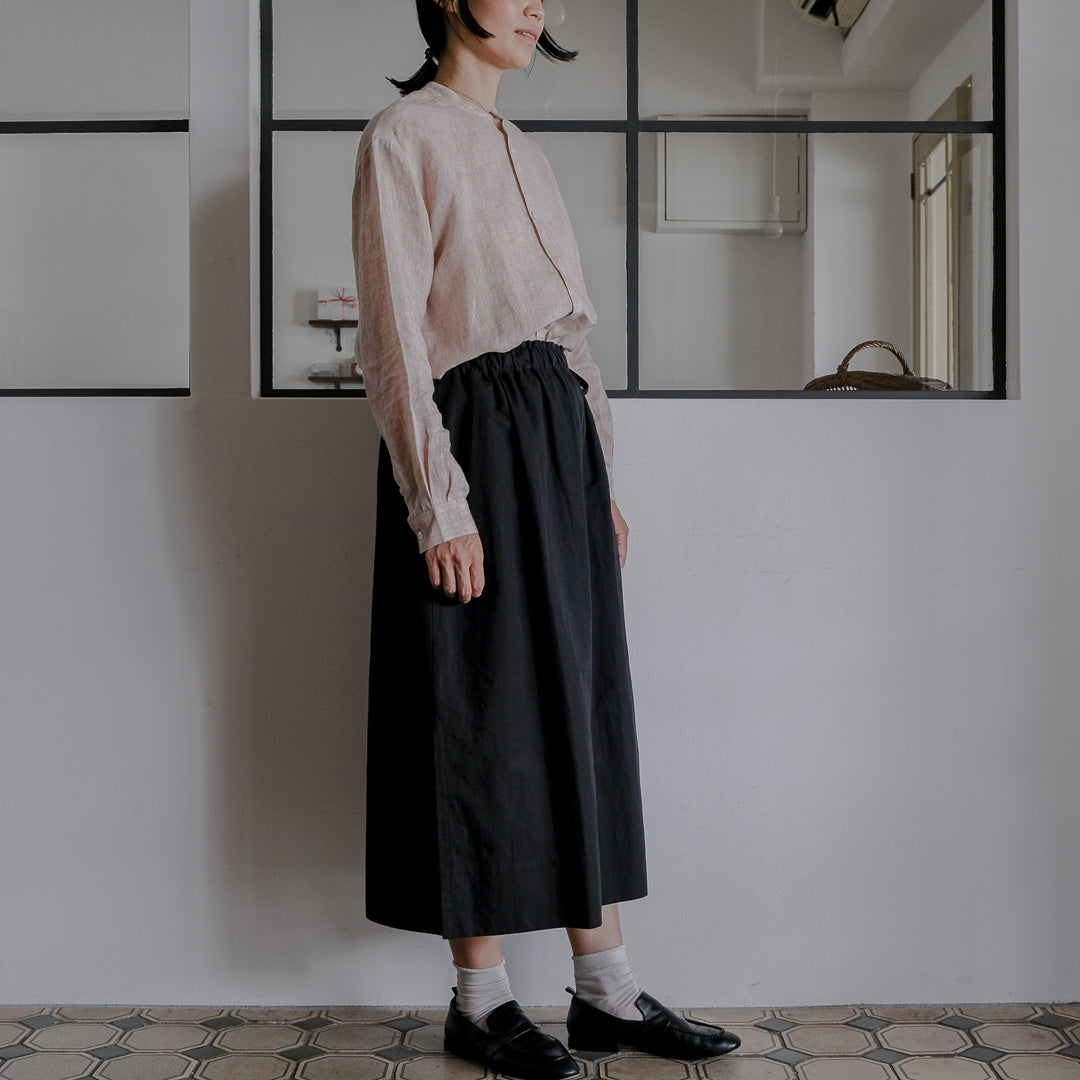 SALUÉ／ワンサイドスリットロングスカート／コットンリネン