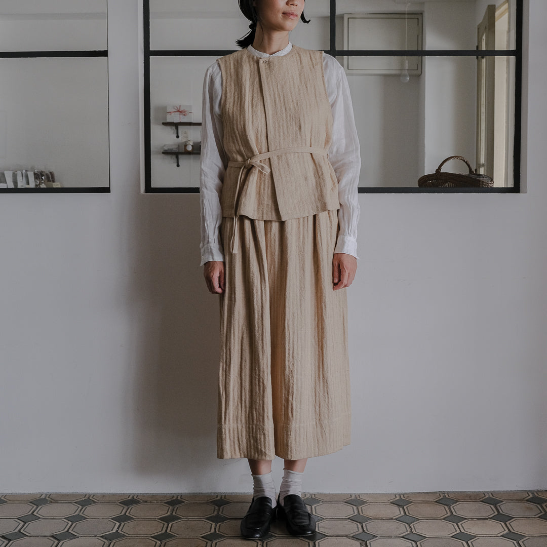 SALUÉ／ハイウエストジレ／ヘリンボーンリネン