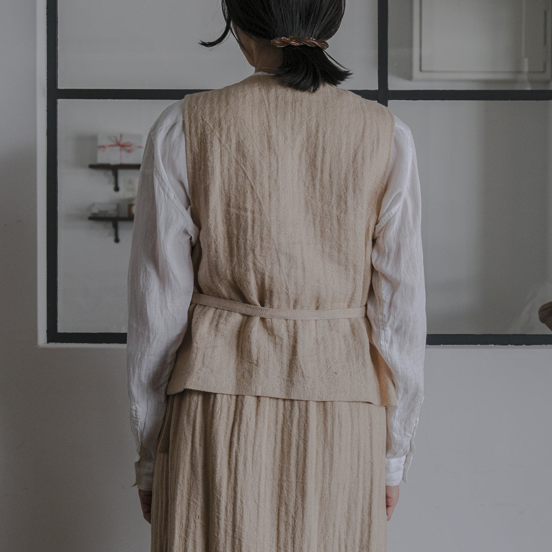 SALUÉ／ハイウエストジレ／ヘリンボーンリネン