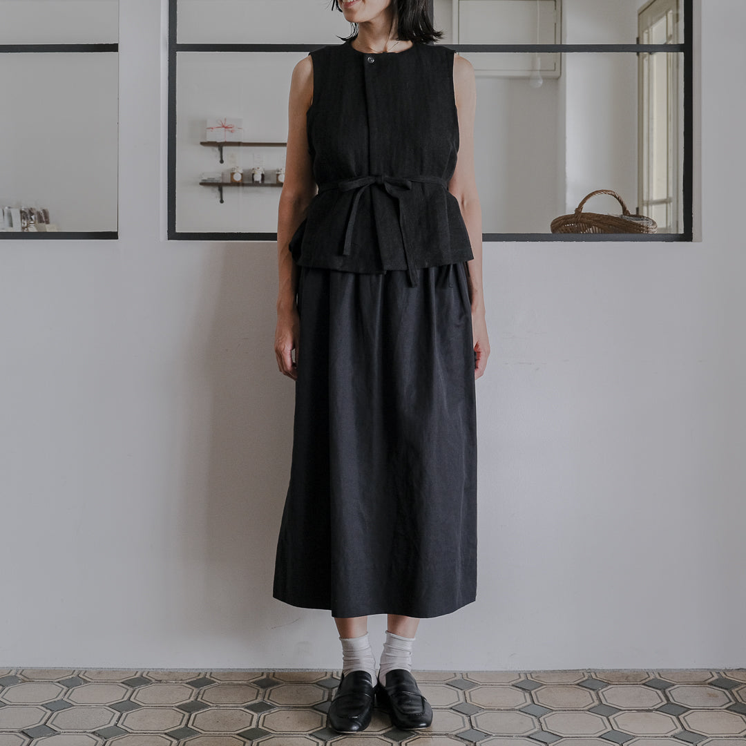 SALUÉ／ハイウエストジレ／ヘリンボーンリネン