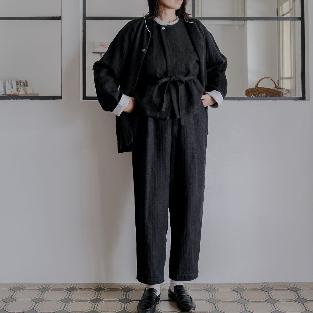 SALUÉ／ハイウエストジレ／ヘリンボーンリネン