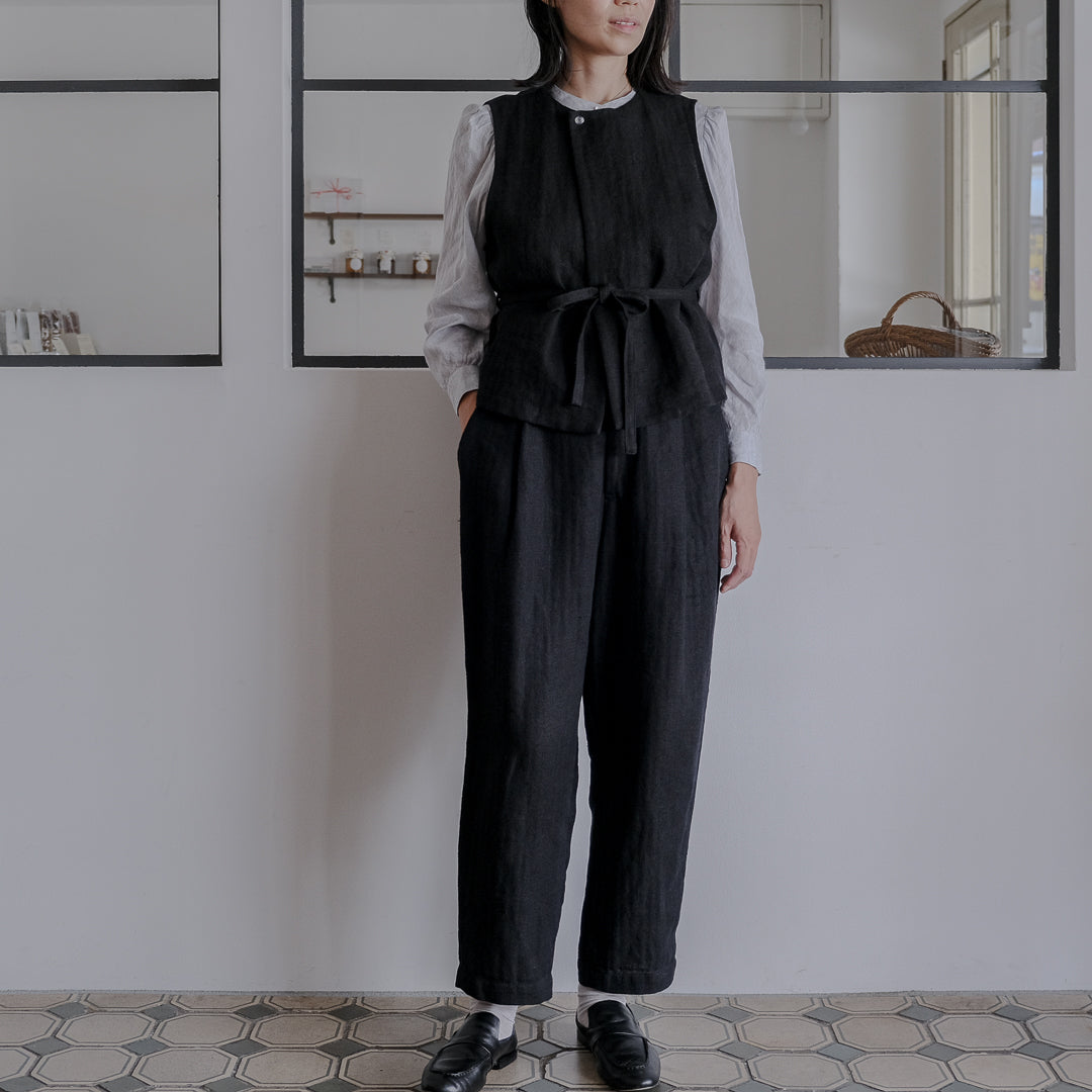 SALUÉ／ハイウエストジレ／ヘリンボーンリネン
