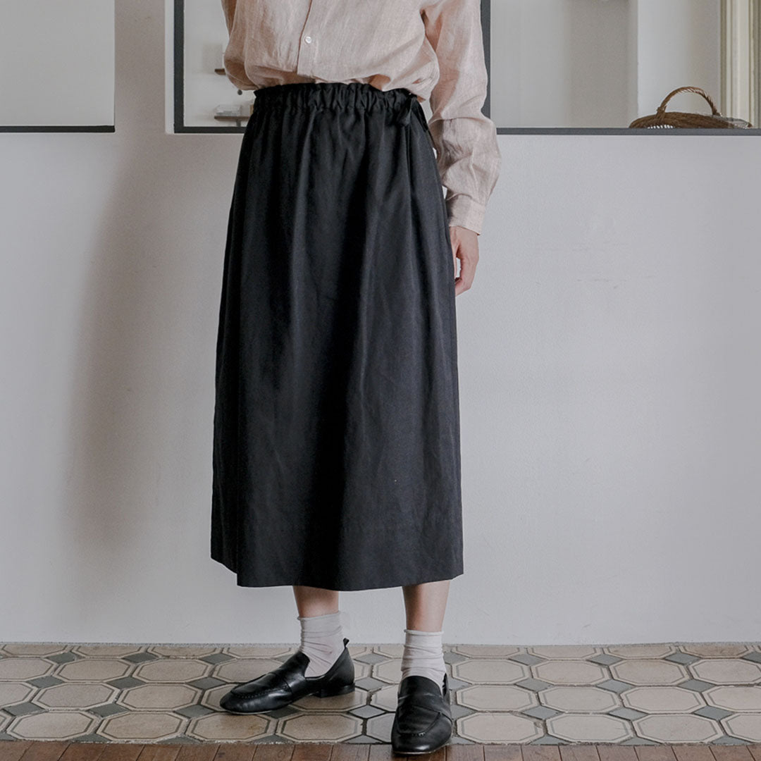 SALUÉ／ワンサイドスリットロングスカート／コットンリネン