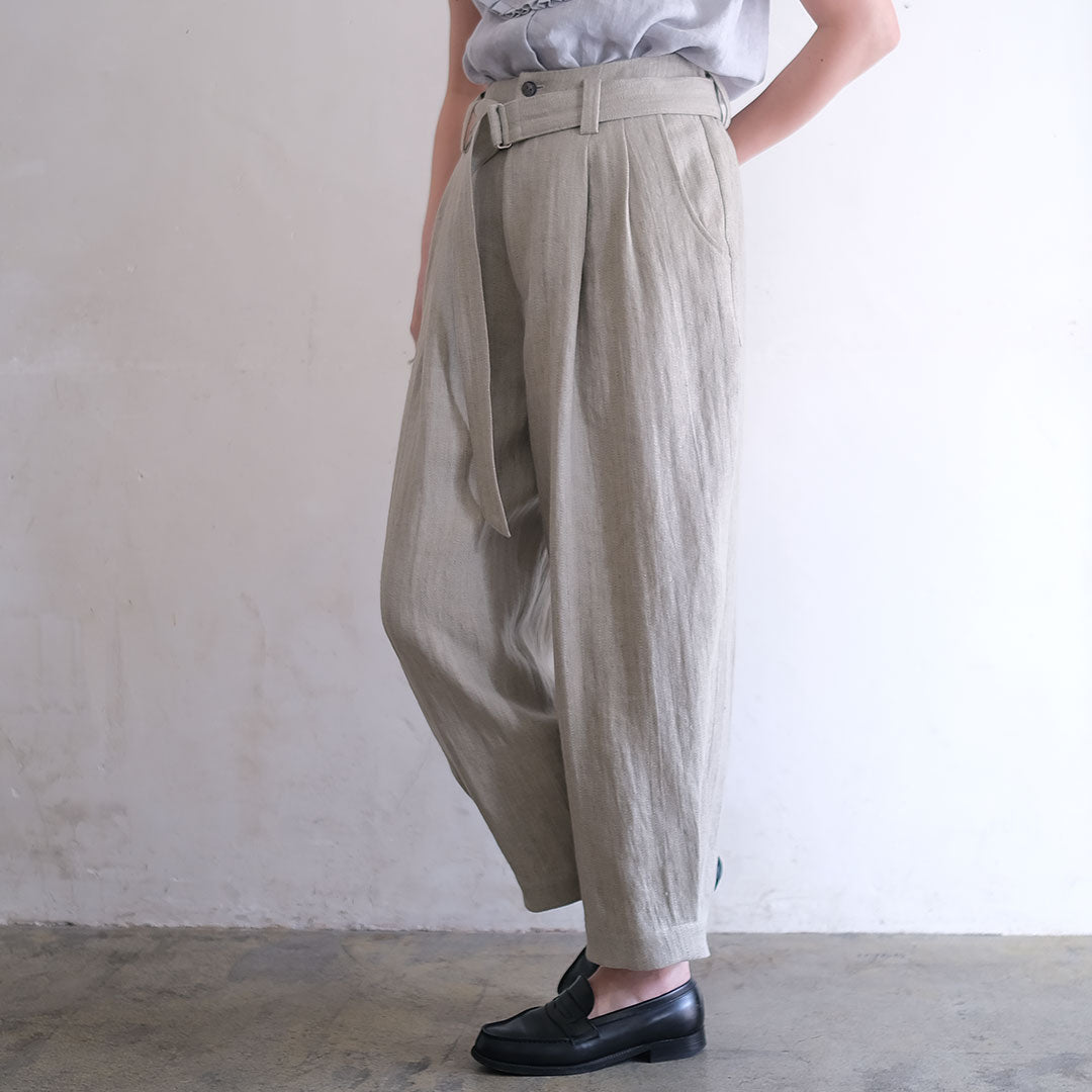 SALUÉ／【受注商品】エッグパンツA／ヘリンボーンリネン